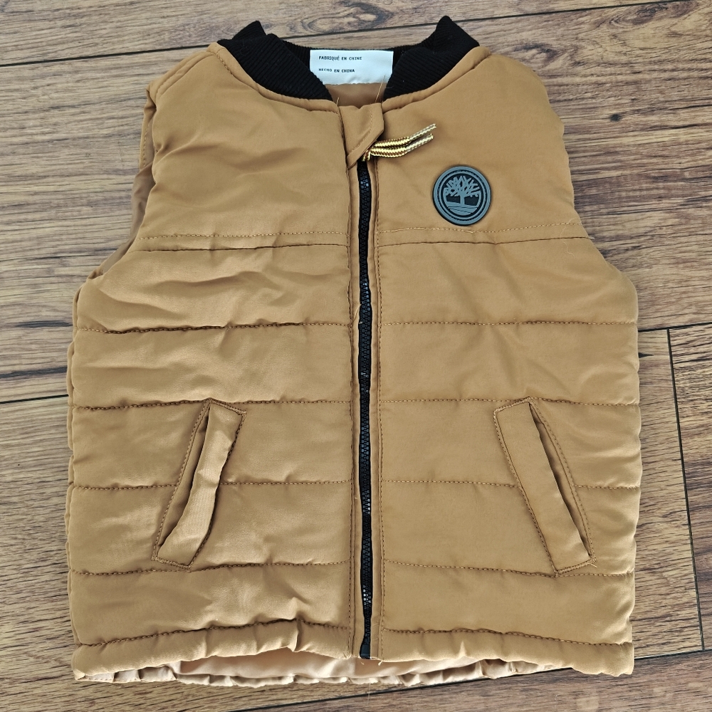 Timberland Puffer Vest Baby 12M Chestnut Brown Full Zip Streetwear Gorpcore EUC